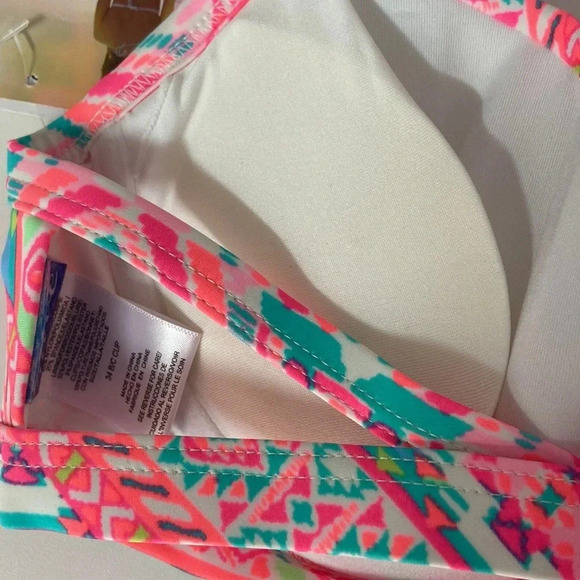 NWT Coco Rave 34B/C Amy halter push-up bikini top bright hot orange pink - Picture 5 of 9